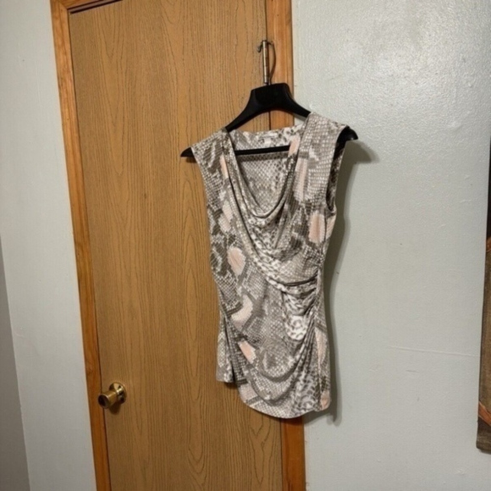Kenneth Cole New York Small Multi-Color w/Animal Print Sleeveless Cowlneck Top